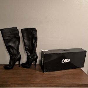 GBG Los Angeles Sleek Black Heeled Boots